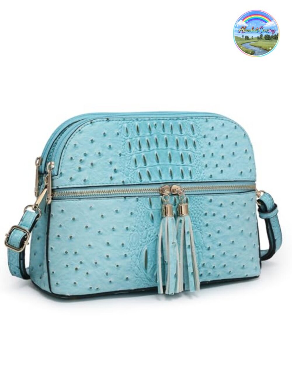 Vegan Leather Crossbody Bag Tassel Zipper Multi Pocket Travel Purse